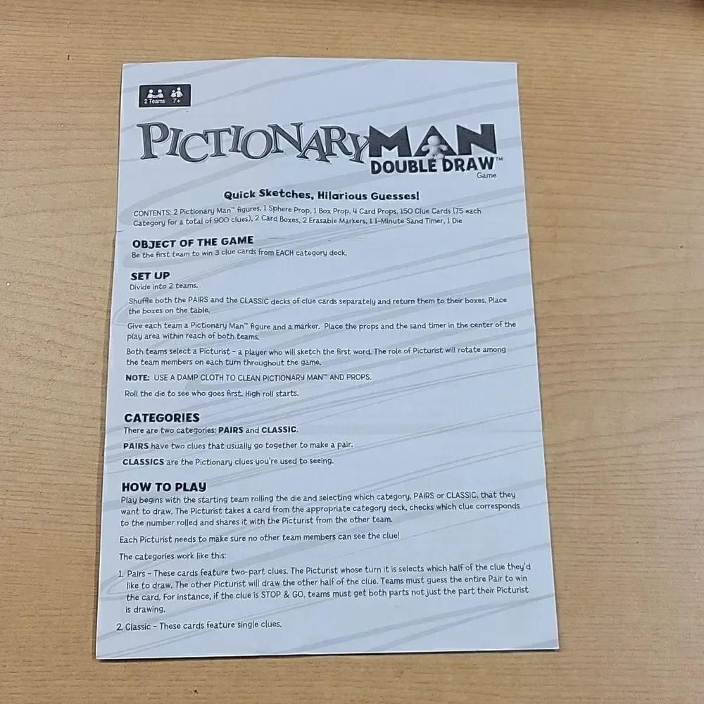 ‎Mattel PICTIONARY MAN DOUBLE DRAW GAME 2 Teams Age 7+